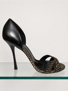 Edmundo Castillo black strappy heels 37.5 US 6.5